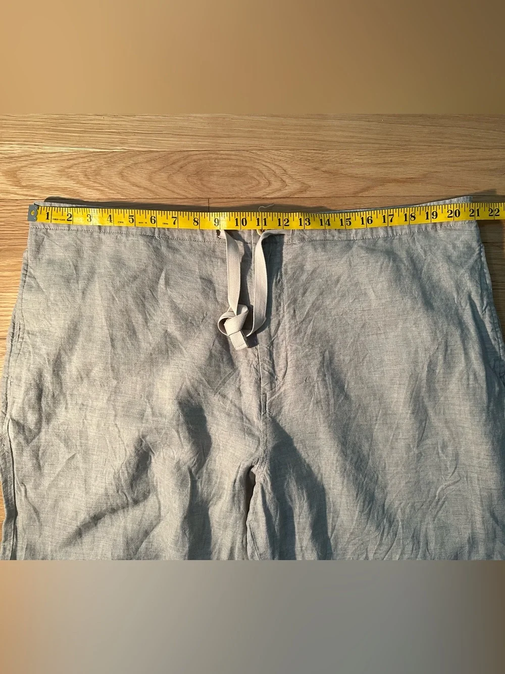 Minimalist Classic Neutral Linen Loose Fit Drawstring Long Pants Trousers ~ XL